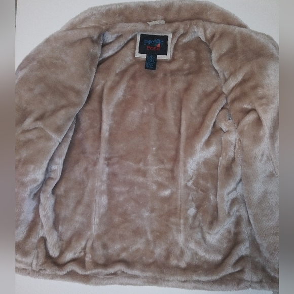 Women's Pacific Rose Nubuck Leather Tan Coat Size Medium With Faux Fur - Picture 7 of 9